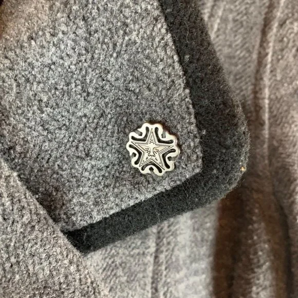 Obey Women's Double Breasted Buttons Gray/Black Peacoat Jacket Size XS 8439‎ - Picture 2 of 9